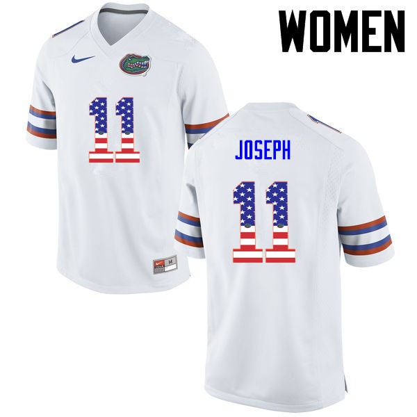Florida Gators Women #11 Vosean Joseph College Football USA Flag Fashion White
